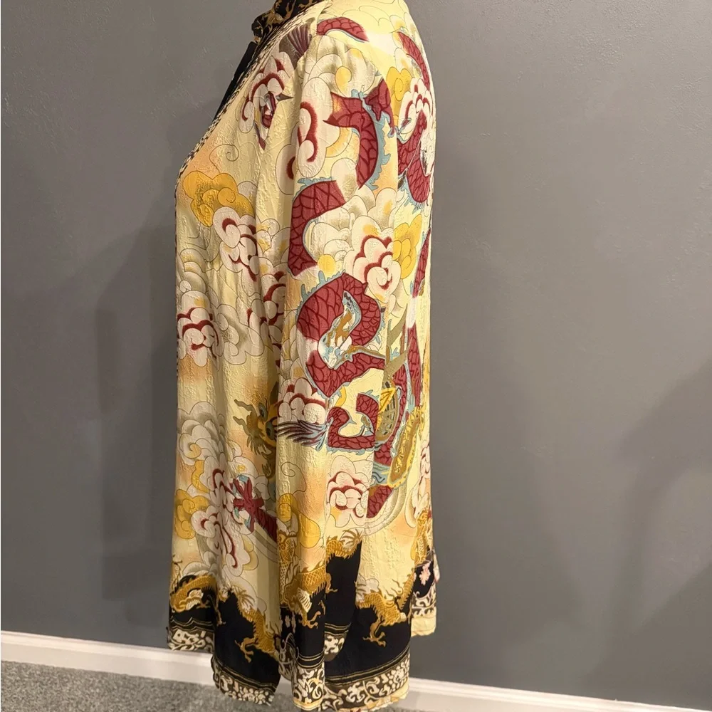 Citron Gold & Black Baroque Print Blouse - Picture 3 of 5
